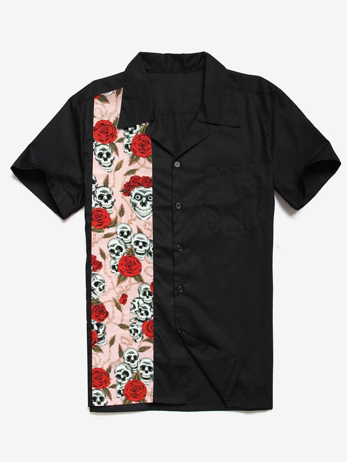 1950s Retro Casual Short-Sleeve Shirt with Pocket