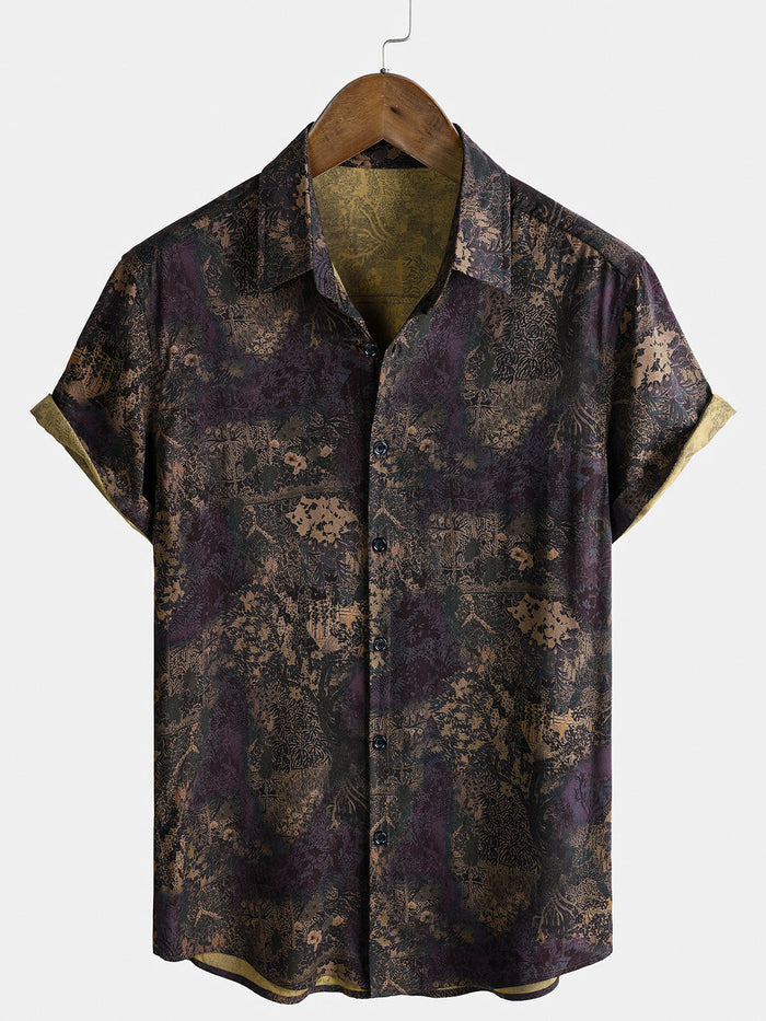 Shirt with Vintage Floral Print, Short Sleeves