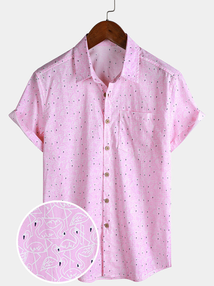 Pink Flamingo Beach Short-Sleeve Shirt