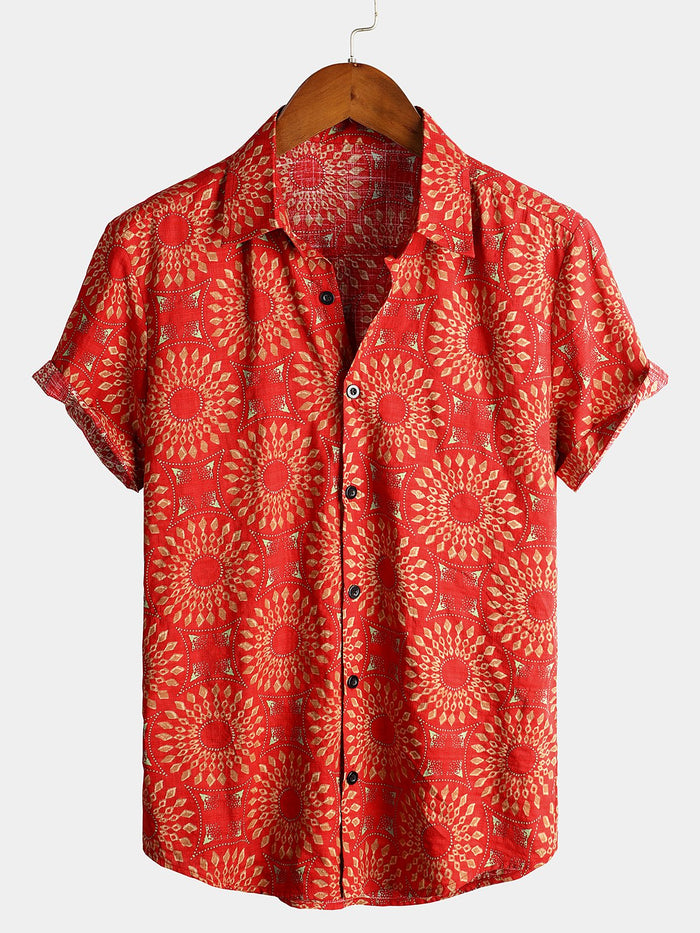 Short-Sleeve Retro Button-Up Summer Disco Vintage 70s Shirt