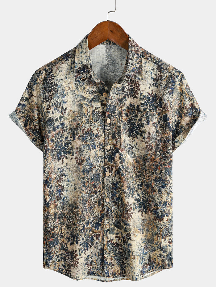Retro Vacation Style Breathable Short Sleeve Shirt
