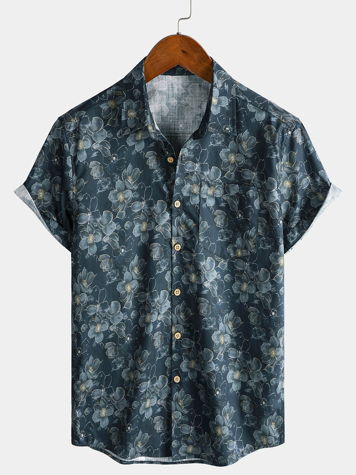 Boho Floral Short-Sleeve Shirt