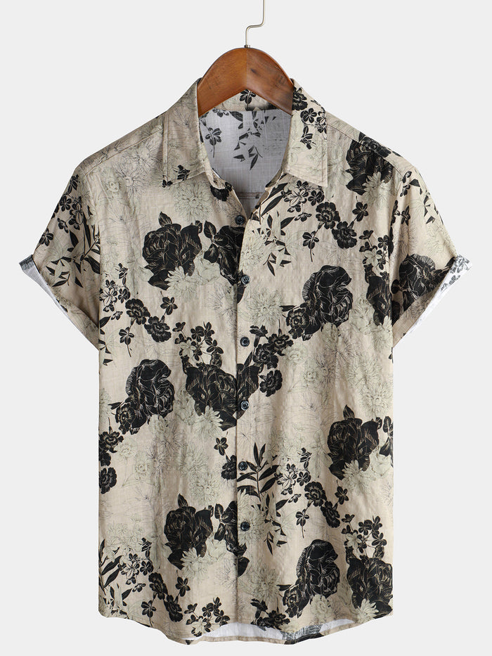 Vintage Floral Leisure Shirt, Short Sleeves