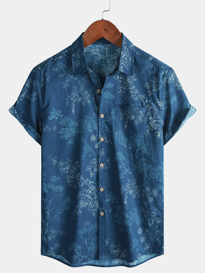 Blue Floral Summer Shirt