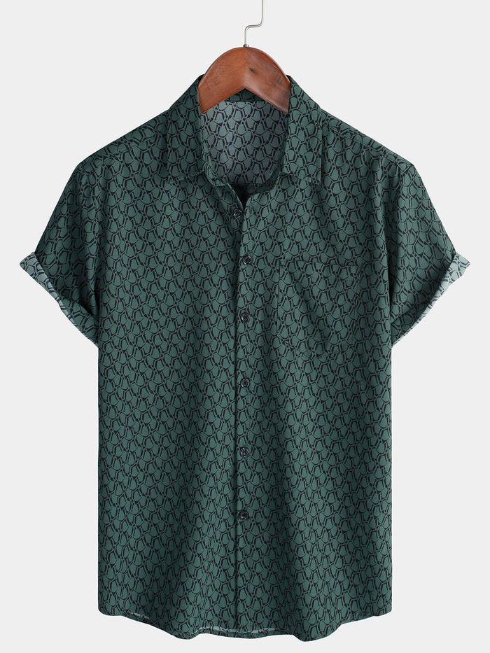 Green Button-Up Short Sleeve Shirt