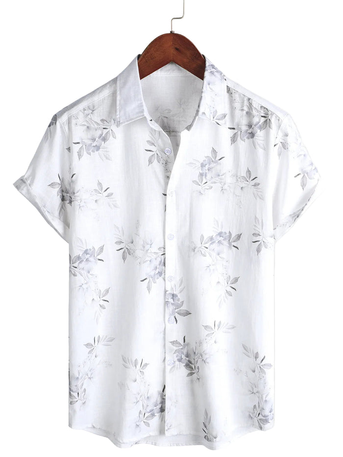Short Sleeve Shirt with Floral Pattern for Men