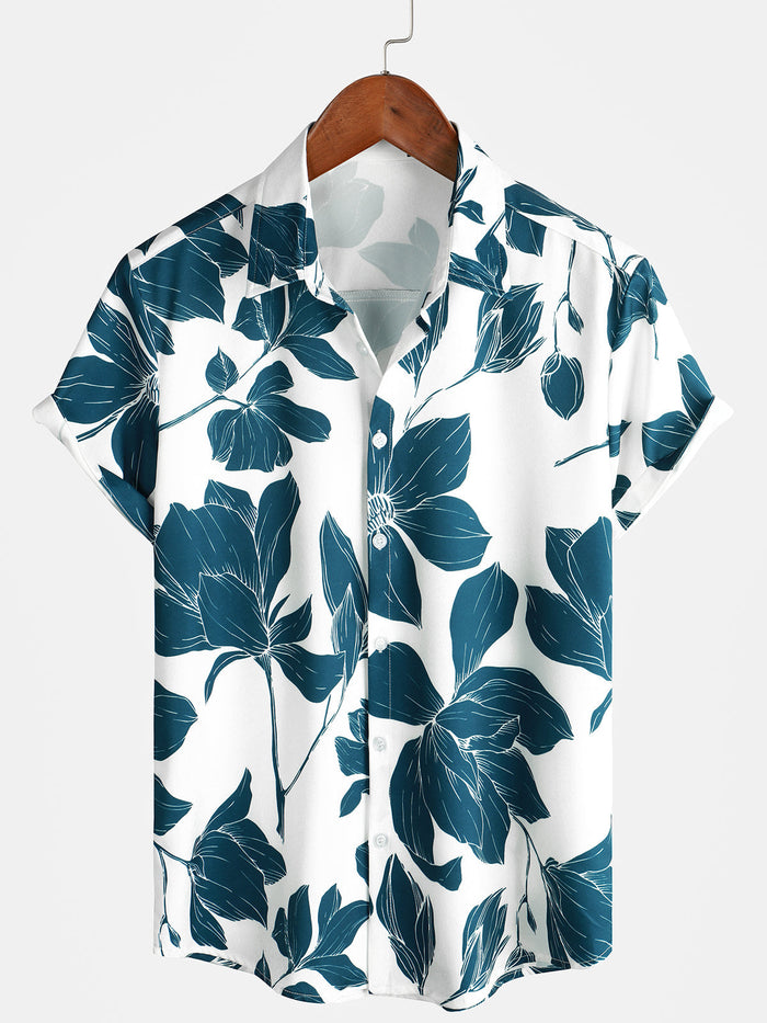 Casual Floral Button-Up Short-Sleeve Summer Shirt