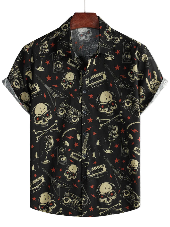 Cotton Hawaiian Punk Rock Style Shirt for Men