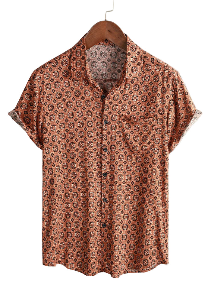 Spring Men's Vintage Cotton Shirt with Short Sleeves