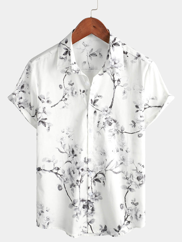 Button-Up Hawaiian Summer Floral Shirt