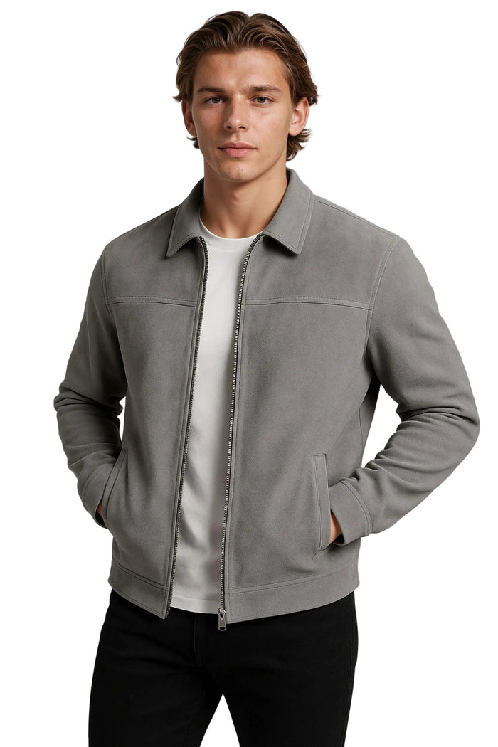 Gray Suede Jacket for Men – Modern Casual Jacket