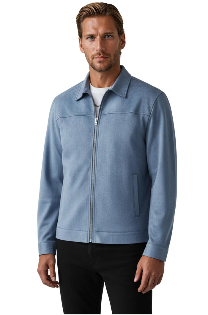 Light Blue Suede Jacket for Men – Elegant and Versatile Everyday Jacket