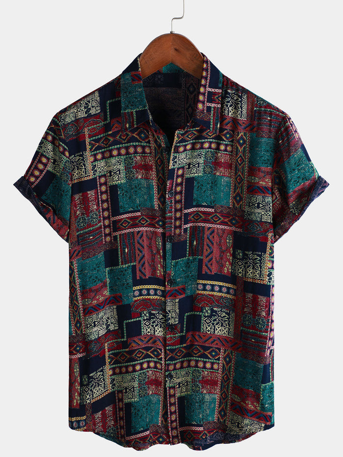Hawaiian Short-Sleeve Shirt, Retro and Breathable Style, Ethnic Style