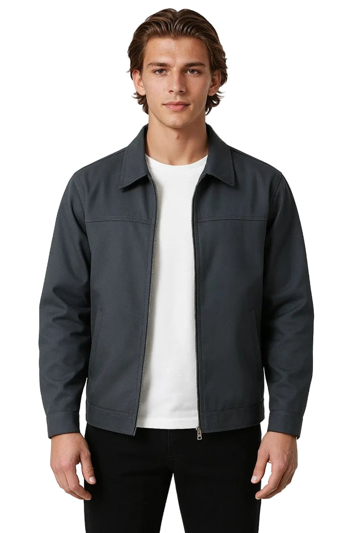 Lightweight Twill Jacket for Men – Dark Gray – Regular Fit