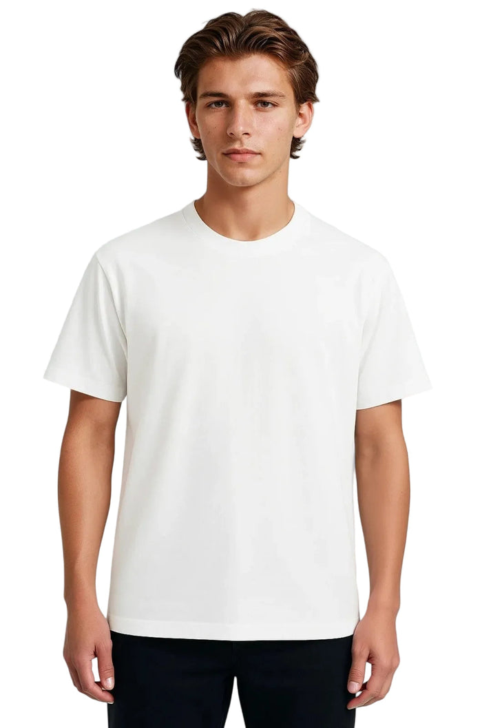 Men's Cotton T-shirt – Breathable Short Sleeve Round Neck – White