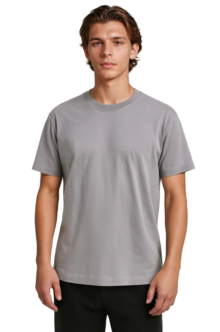 Men's Cotton T-shirt – Breathable Short Sleeve Round Neck – Iron Gray