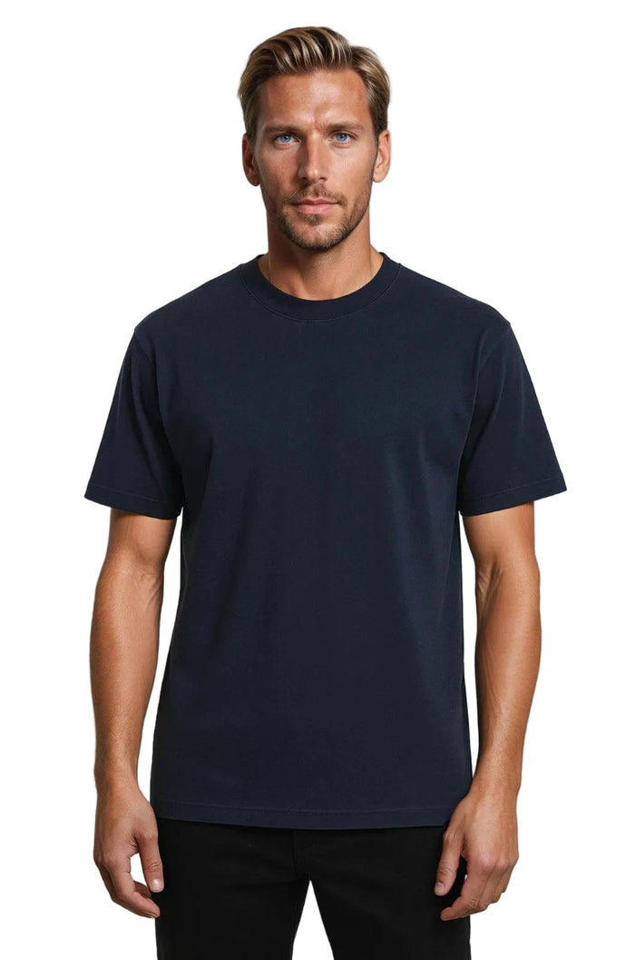 Men's Cotton T-shirt – Breathable, Short Sleeve, Round Neck – Navy