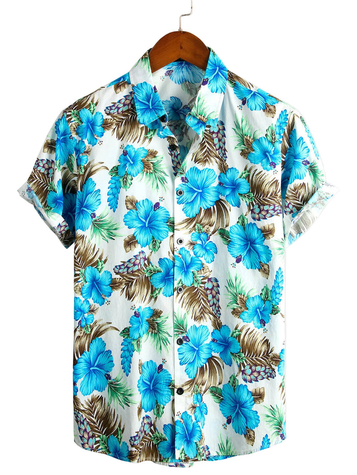 Tropical Cotton Hawaiian Shirt for Men