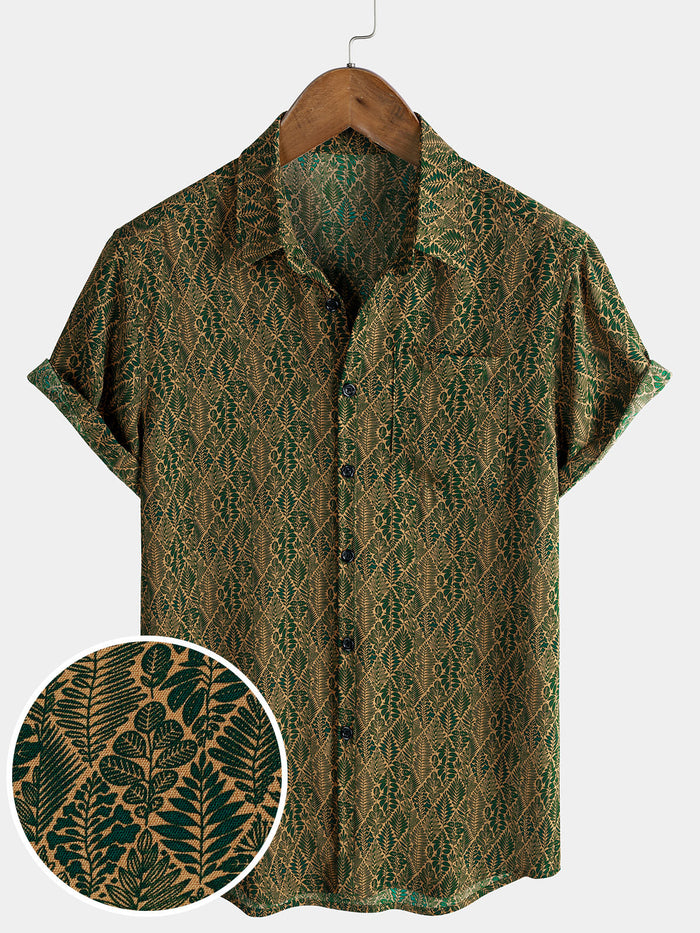Summer Botanical Print Short Sleeve Shirt