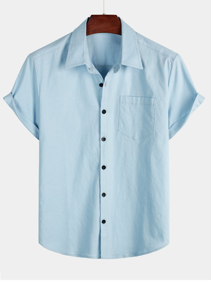 Solid Color Short-Sleeve Shirt