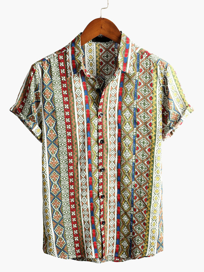 Patchwork Print Short Sleeve Shirt