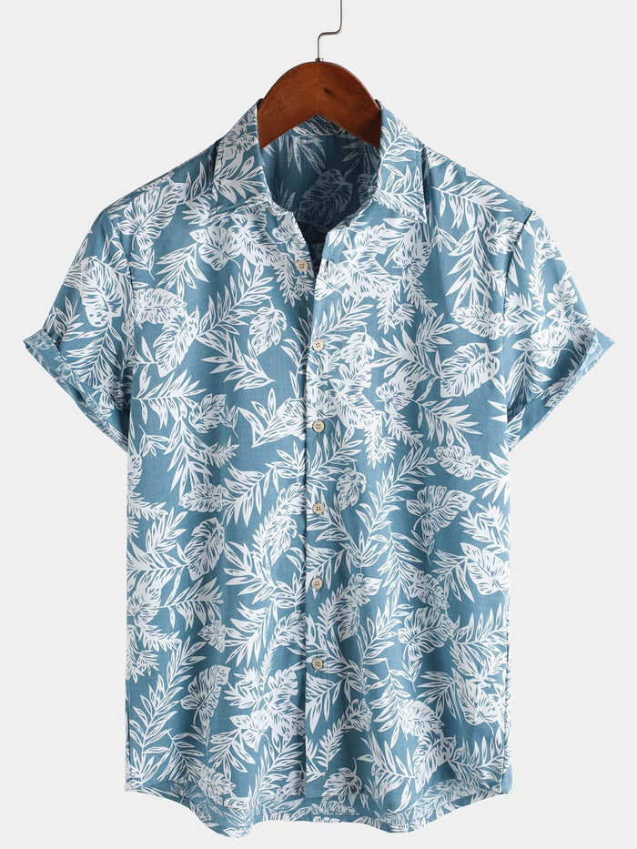 Blue Tropical Hawaiian Summer Short Sleeve Shirt