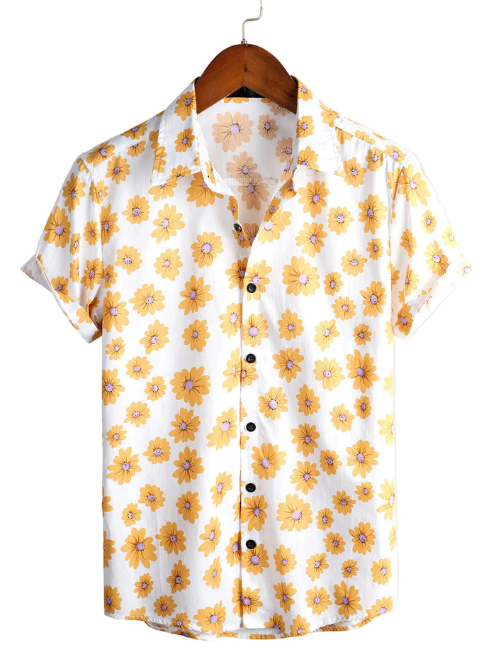 Men's Yellow Hawaiian Short Sleeve Shirt