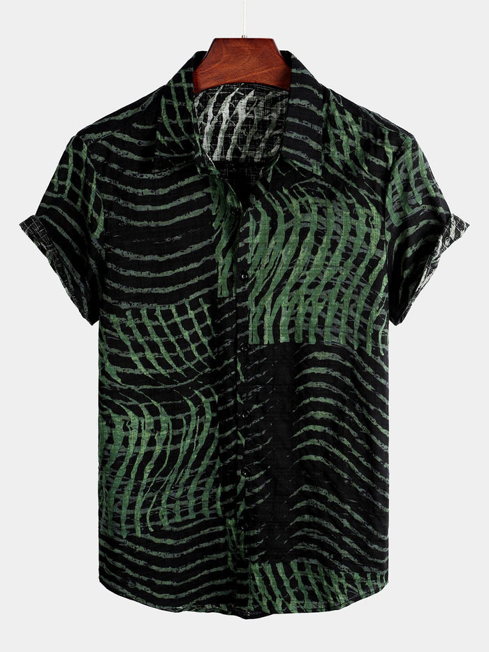 Striped Print Short-Sleeve Shirt