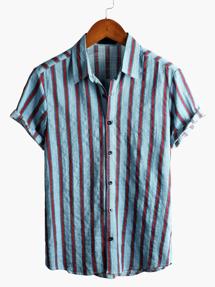 Striped Print Short-Sleeve Shirt