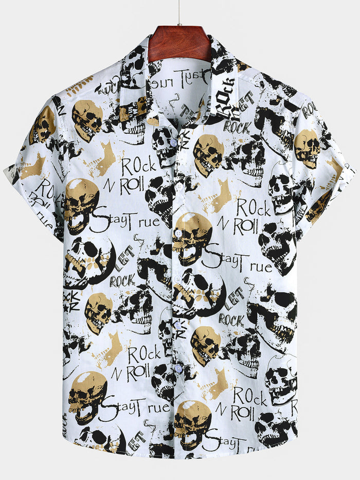 White Hawaiian Skull Rock Shirt