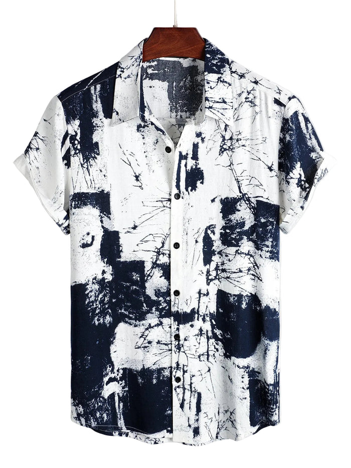 Retro Casual Shirt with Short Sleeves for Men