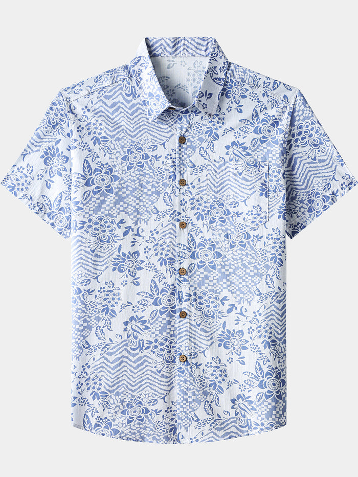 Vintage Boho Print Beach Vacation Style Shirt