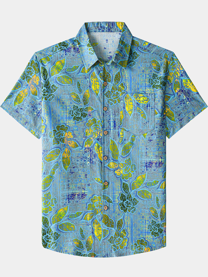 Retro Leaf Pattern Casual Barbecue Shirt