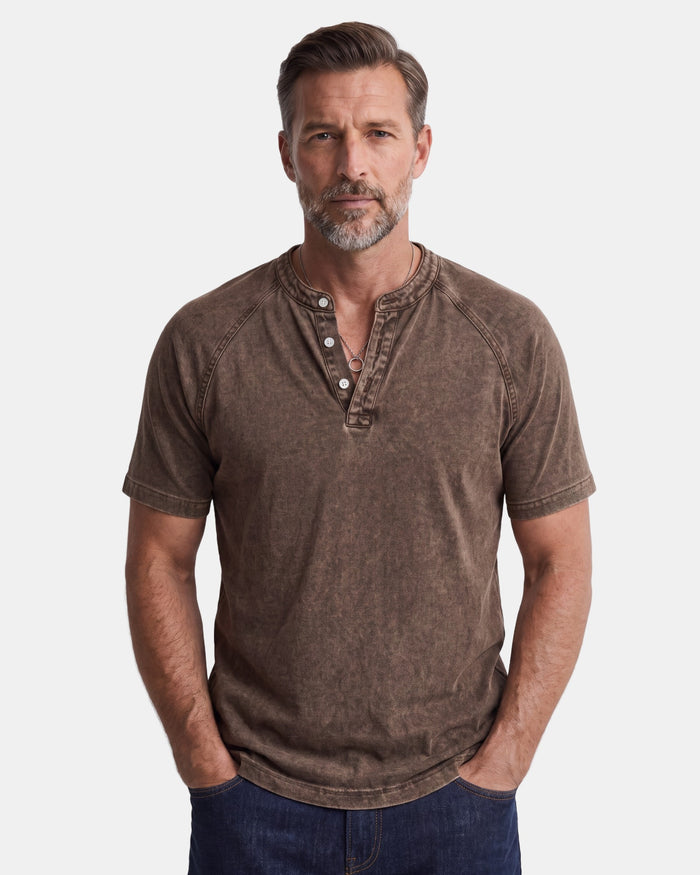 Lucas - Vintage Button T-Shirt for Men