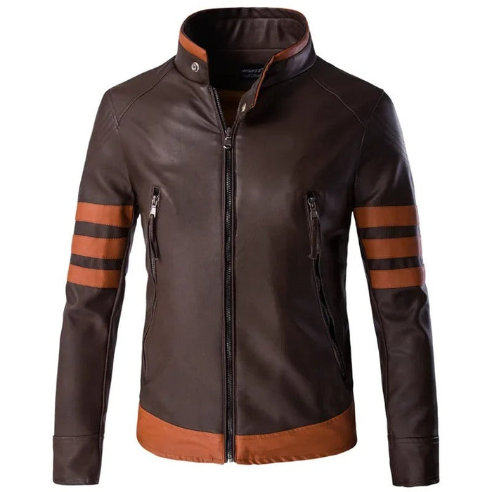 Elegant Striped Leather Jacket