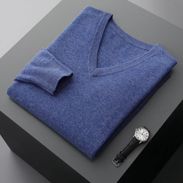 Wool Sweater with V-Neckline
