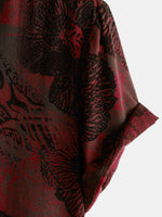 Casual Button-Up Retro Floral Shirt, Short Sleeves