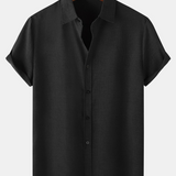 Casual Solid Color Breathable Button Short-Sleeve Shirt