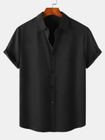 Casual Solid Color Breathable Button Short-Sleeve Shirt