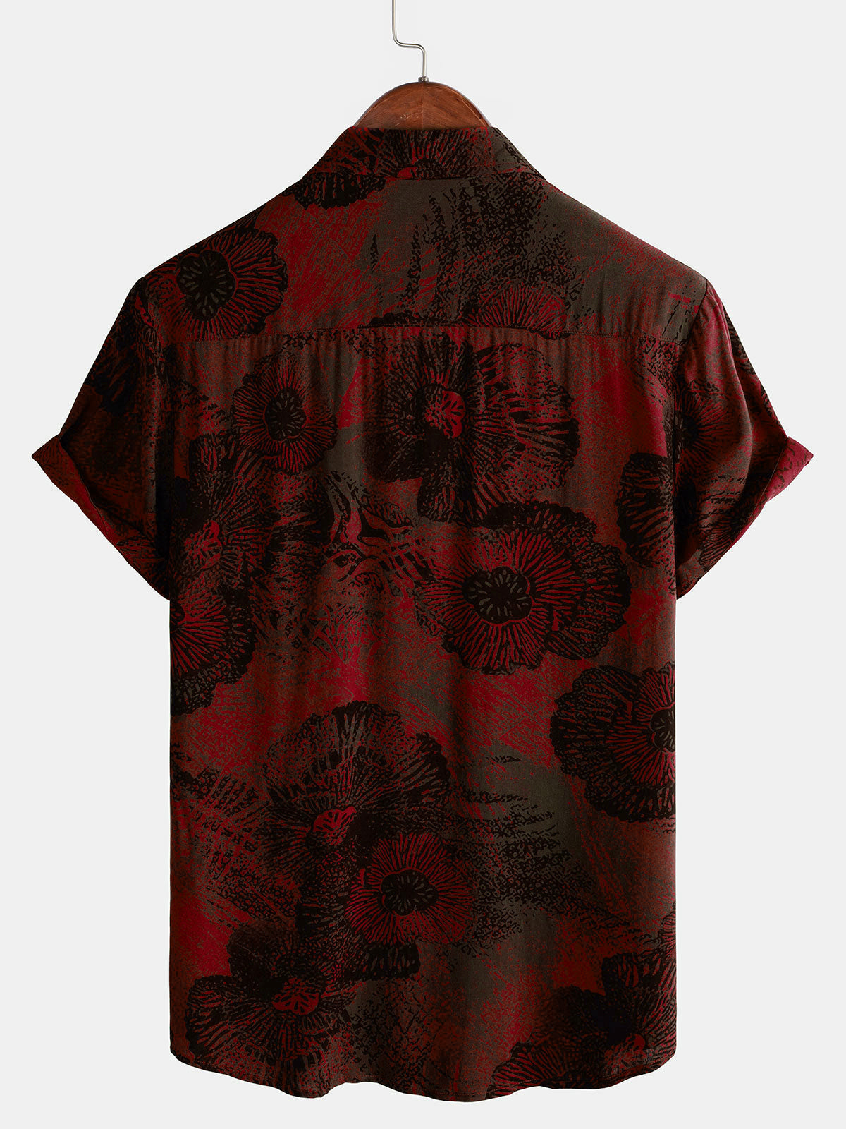 Casual Button-Up Retro Floral Shirt, Short Sleeves