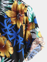 Short Sleeve Shirt with Floral Pattern for Men