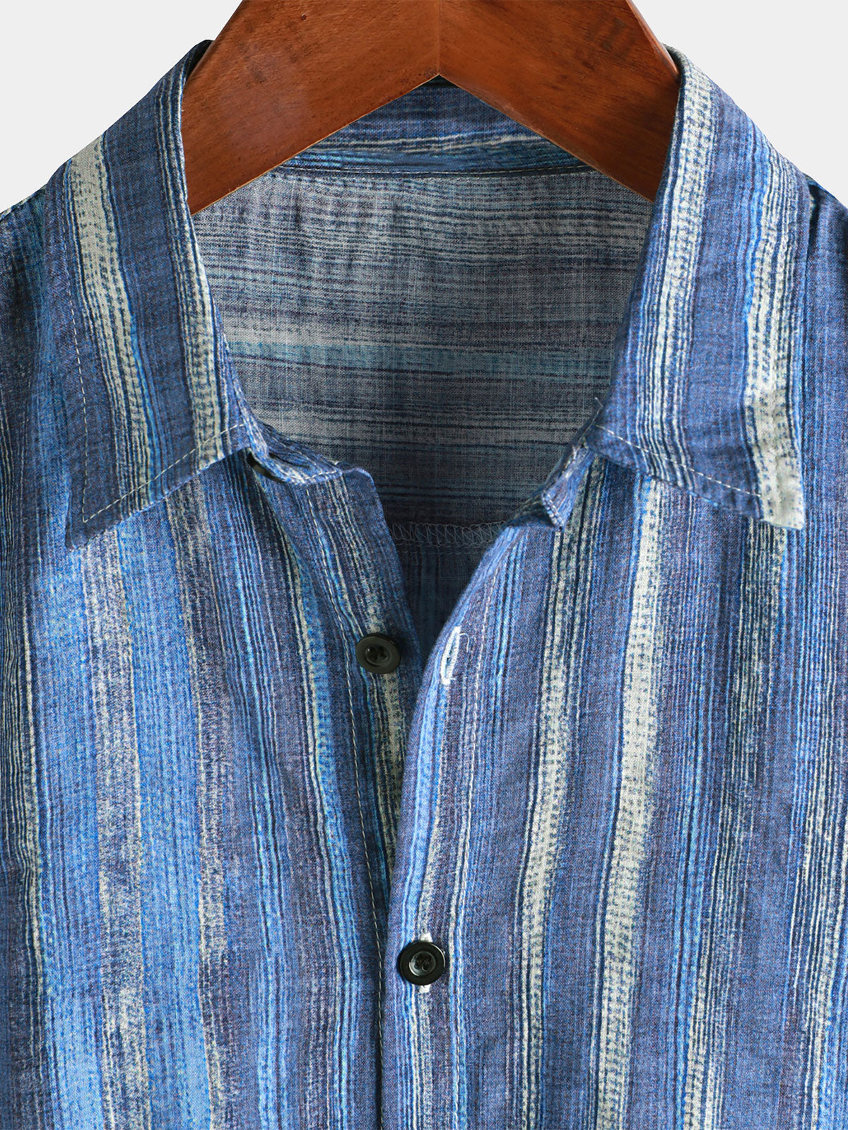 Short-Sleeve Blue Striped Retro Shirt