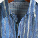 Short-Sleeve Blue Striped Retro Shirt