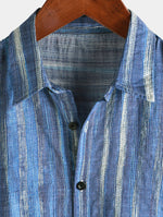 Short-Sleeve Blue Striped Retro Shirt