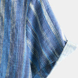 Short-Sleeve Blue Striped Retro Shirt