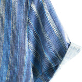 Men's Retro-Style Short-Sleeve Shirt in Blue Stripes