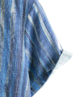Men's Retro-Style Short-Sleeve Shirt in Blue Stripes