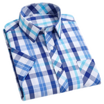 Cotton Checkered Shirt with Short Sleeves