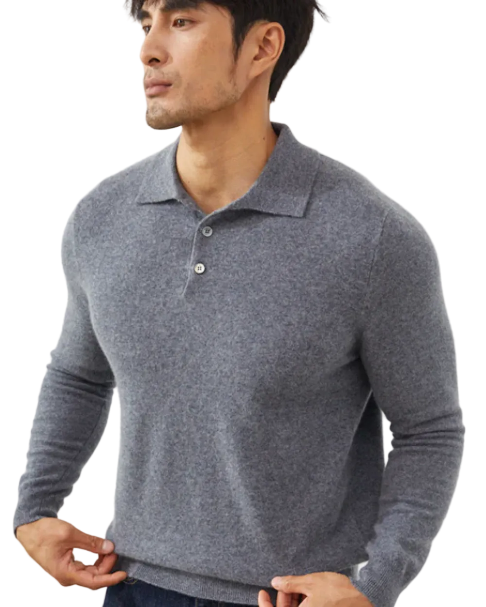 Ponza Cashmere Polo Sweater Gray