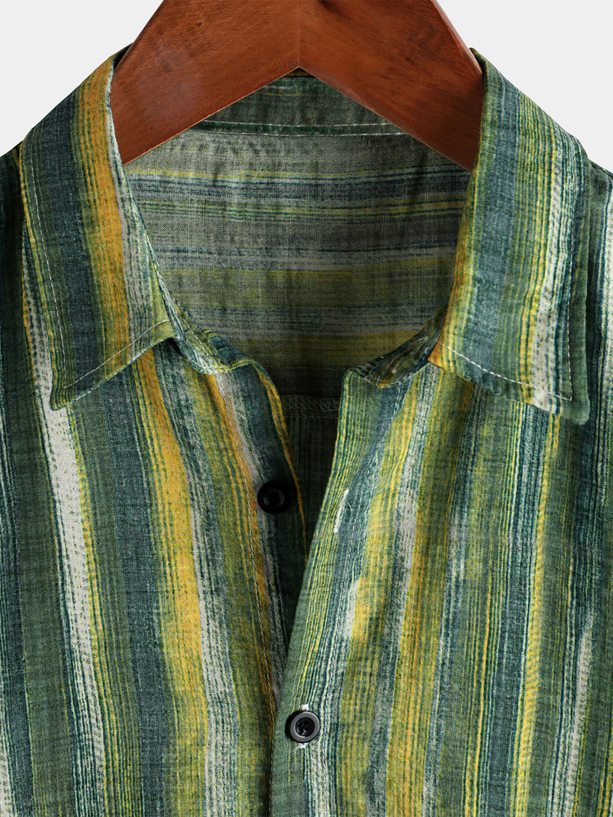 Short-Sleeve Green Striped Retro Shirt